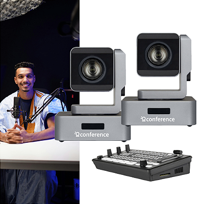 Studio Duo Live — Kit 2 câmeras PTZ 20x PRO para podcast com switcher de video 4K | 4X HDMI | RTMP PTZ SW1 CONFERENCE