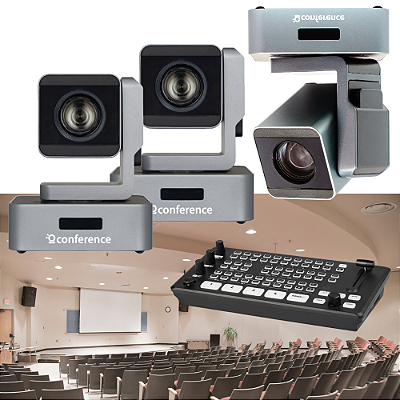 Auditório Live Total — Kit 3 câmeras PTZ 20x PRO + SW1 CONFERENCE — central completa para eventos