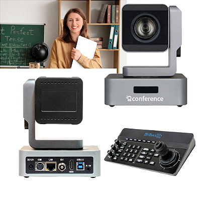 EAD Duo Pro — Kit 2 câmeras PTZ 20x PRO para EAD e ensino superior com joystick IP JTK3