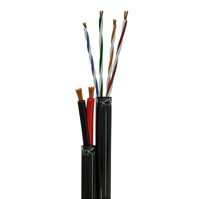 CABO CFTV 4 PARES TORCIDOS 0,45MM - ALUMÍNIO COBREADO + BIP 20 AWG DE COBRE - PRETO 300M