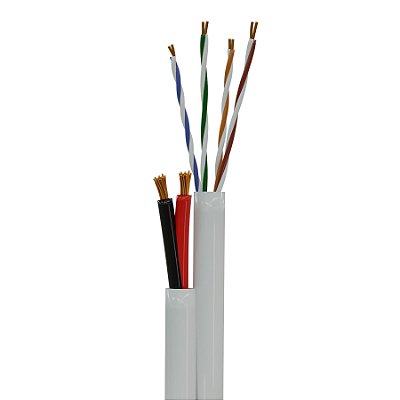CABO CFTV 4 PARES TORCIDOS 0,45MM - ALUMÍNIO COBREADO + BIP 20 AWG DE COBRE BRANCO 100M