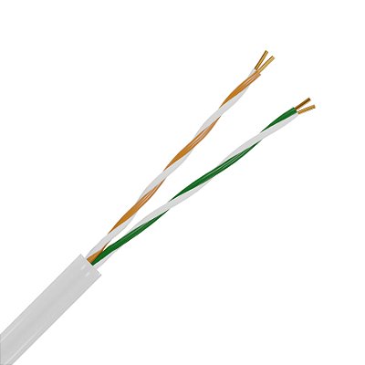 CABO CFTV 2 PARES TORCIDOS CCA 0,51MM BRANCO 100M