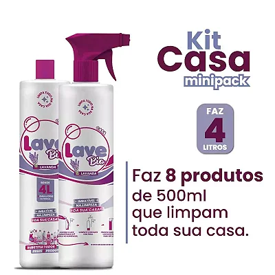 Kit Lave Bio Cozinha + Banheiro 500ML para 4 frascos de 500ml - com borrifador