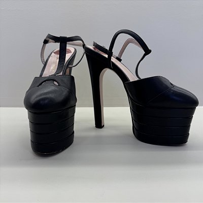 Sandália Gucci Angel Couro Preto