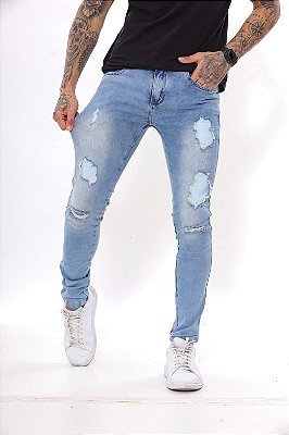 Calça Masculina Skinny rasgada com fundo Alleppo Jeans Calcutá