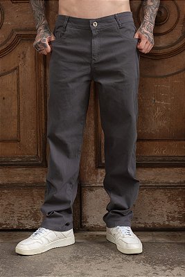 Calça Cinza Tradicional Tecido Canelado Sarja Masculino Alleppo Jeans