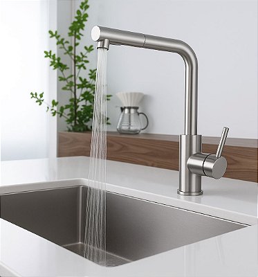 Torneira Monocomando Gourmet Viena - Aço Escovado