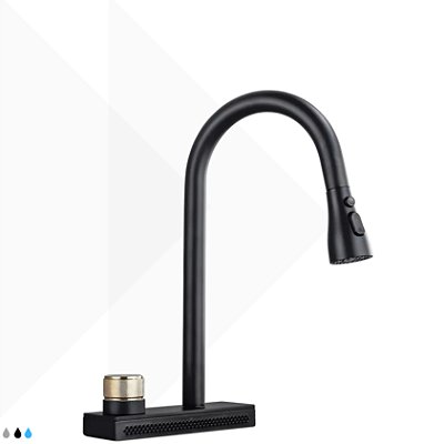 Torneira Monocomando Catânia com Háste Móvel - Black/Gold