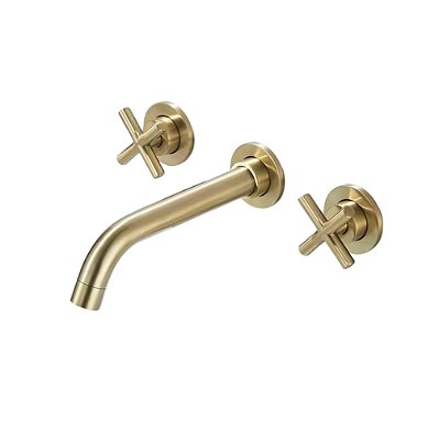 Torneira duplo comando de parede Primezza - Ouro Escovado