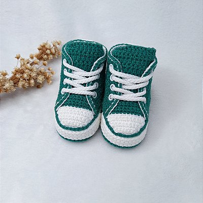Tênis Cano Alto Confort - Cor Verde - Tamanho 16 - calça de 2 a 5 meses aproximadamente