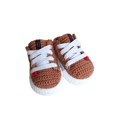 Tênis Confort Cano Curto - Cor Castanho - Tamanho P - calça de 0 a 4 meses aproximadamente