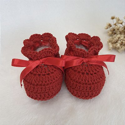 Sapatinho Maternidade Confort Cetim - Cor Vermelho Morango