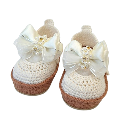 Sapatinho Confort Boneca com Laço - cor Off-White - Tamanho 19 - calça de 8 a 10 meses aproximadamente