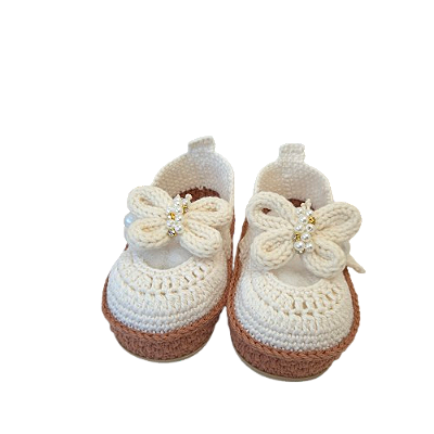 Sapatinho Confort Boneca com Borboleta - cor Off-White - Tamanho 19 - calça de 8 a 10 meses aproximadamente