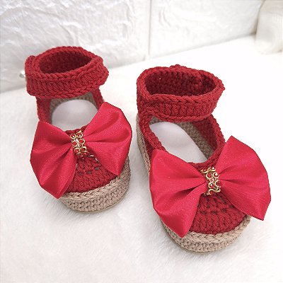 Sapatinho Confort Boneca Laço - cor Vermelho - Tamanho 16 - calça de 2 a 4 meses aproximadamente