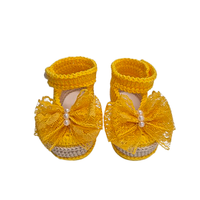 Sapatinho Confort Boneca Laço - cor Amarelo- Tamanho 16 - calça de 2 a 4 meses aproximadamente