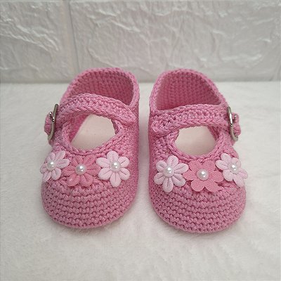 Sapatinho Confort Boneca Florzinhas - cor Rosa Candy - Tamanho 17 - calça de 2 a 4 meses aproximadamente