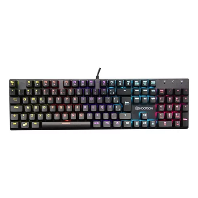 Teclado Gamer Mecânico Hoopson MJ91, RGB, SWITCH BLUE, ABNT2, BLACK