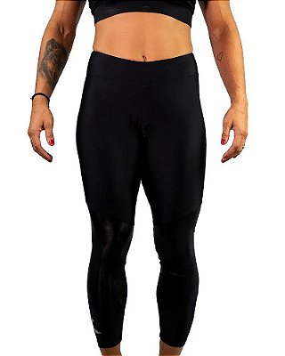 Calça Feminina Legging com Recorte Preto