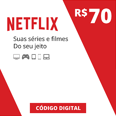 Cartão Pré-Pago Netflix 70 Reais Brasil - Código Digital