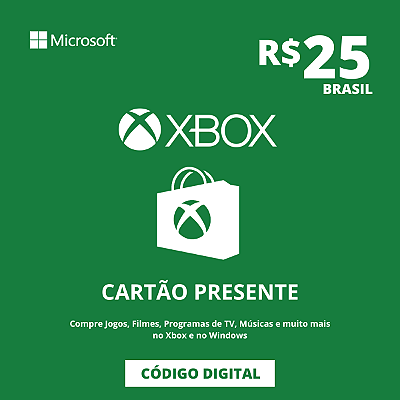 Cartão Presente Xbox 25 Reais Brasil - Código Digital