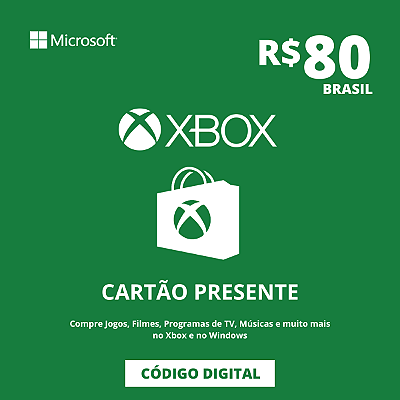 Cartão Presente Xbox 80 Reais Brasil - Código Digital