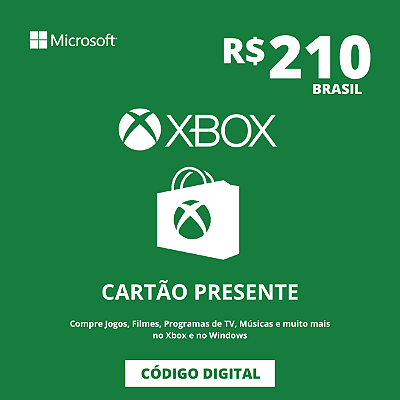 Cartão Presente Xbox 210 Reais Brasil - Código Digital