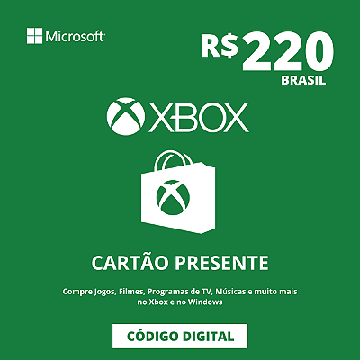 Cartão Presente Xbox 220 Reais Brasil - Código Digital