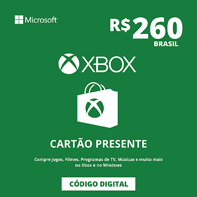 Cartão Presente Xbox 260 Reais Brasil - Código Digital
