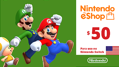 Cartão Nintendo eShop USA 50 Dólares - Código Digital