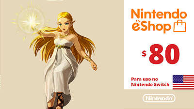 Cartão Nintendo eShop USA 80 Dólares - Código Digital
