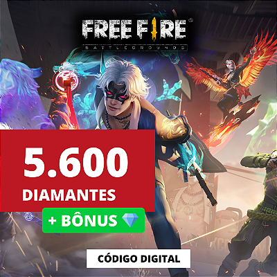 Free Fire 5.600 Diamantes + Bônus - Código Digital