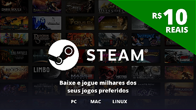 Gift Card Steam 10 Reais Brasil - Código Digital