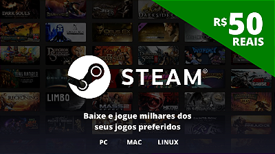 Gift Card Steam 50 Reais Brasil - Código Digital