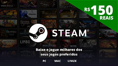Gift Card Steam 150 Reais Brasil - Código Digital