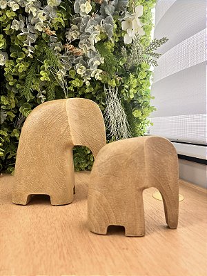 Kit Escultura Elefante em Poliresina Bege