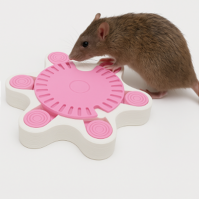Brinquedo Interativo para Roedores (Rato Twister, Chinchilas) - Cor Branco\Rosa