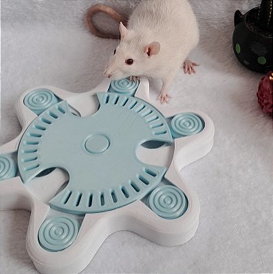 Brinquedo Interativo para Roedores (Rato Twister, Chinchilas) - Cor Branco\Azul