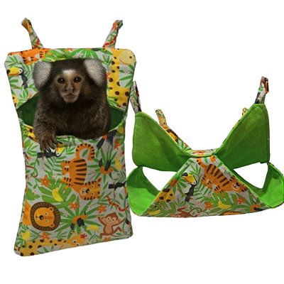 Kit 2 peças para Saguis (rede envelope + rede dupla) - Estampa Zoo