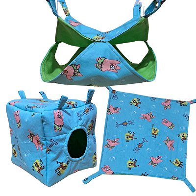 Kit 3 peças de Rede para Rato Twister - Estampa Bob Esponja