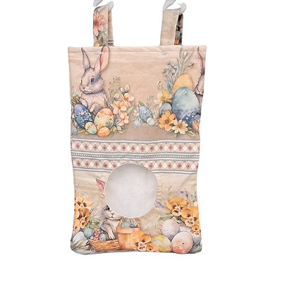Saco Porta-Feno para Coelhos e Porquinho da Índia - Estampa Páscoa