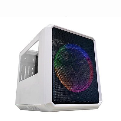 GABINETE GAMER CG-04RC MICROCRAFT LED DOUBLE RING (1*FAN) BRANCO K-MEX