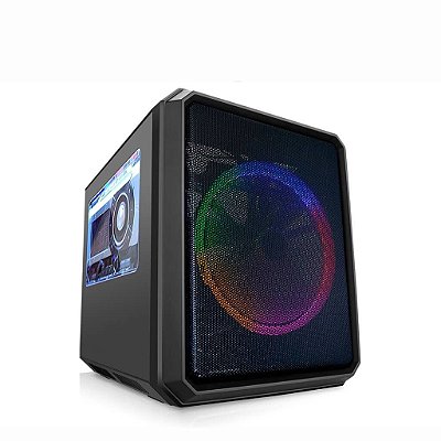 GABINETE GAMER CG-03RC MICROCRAFT LED DOUBLE RING (1*FAN) PRETO K-MEX