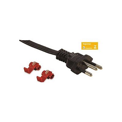 PLUG DE TOMADA MACHO 20A 127/220V TRIPOLAR COM EMENDA FACIL PRETO FORCE LINE