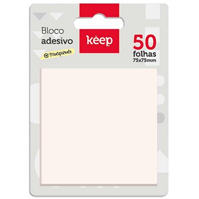 MARCADOR DE PAGINA BLOCO ADESIVO 75x75MM TRANSPARENTE NEON 50FLS EI028 KEEP.