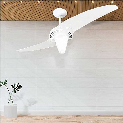 VENTILADOR DE TETO 201 COM LUSTRE CONICO BRANCO SPIRIT