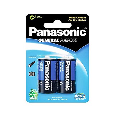 PILHA C ALCALINA 1,5V GENERAL PURPOSE PACOTE COM 2 PANASONIC