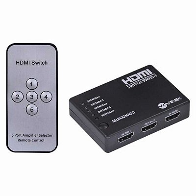 SWITCH HDMI 5 ENTRADAS 1 SAIDA 1.3V 1080P SWH5-1 VINIK