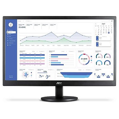 MONITOR WIDESCREEN LED 21,5P 60HZ 5MS FULL HD VGA/HDMI E2270SWHEN (C/ CABO HDMI) PRETO AOC