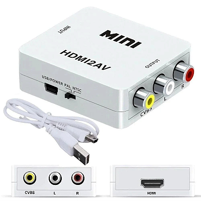 CONVERSOR HDMI FEMEA X RCA FEMEA CC-HA1K BRANCO EXBOM